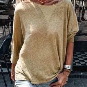 Casual Cotton-Blend Long Sleeve Top